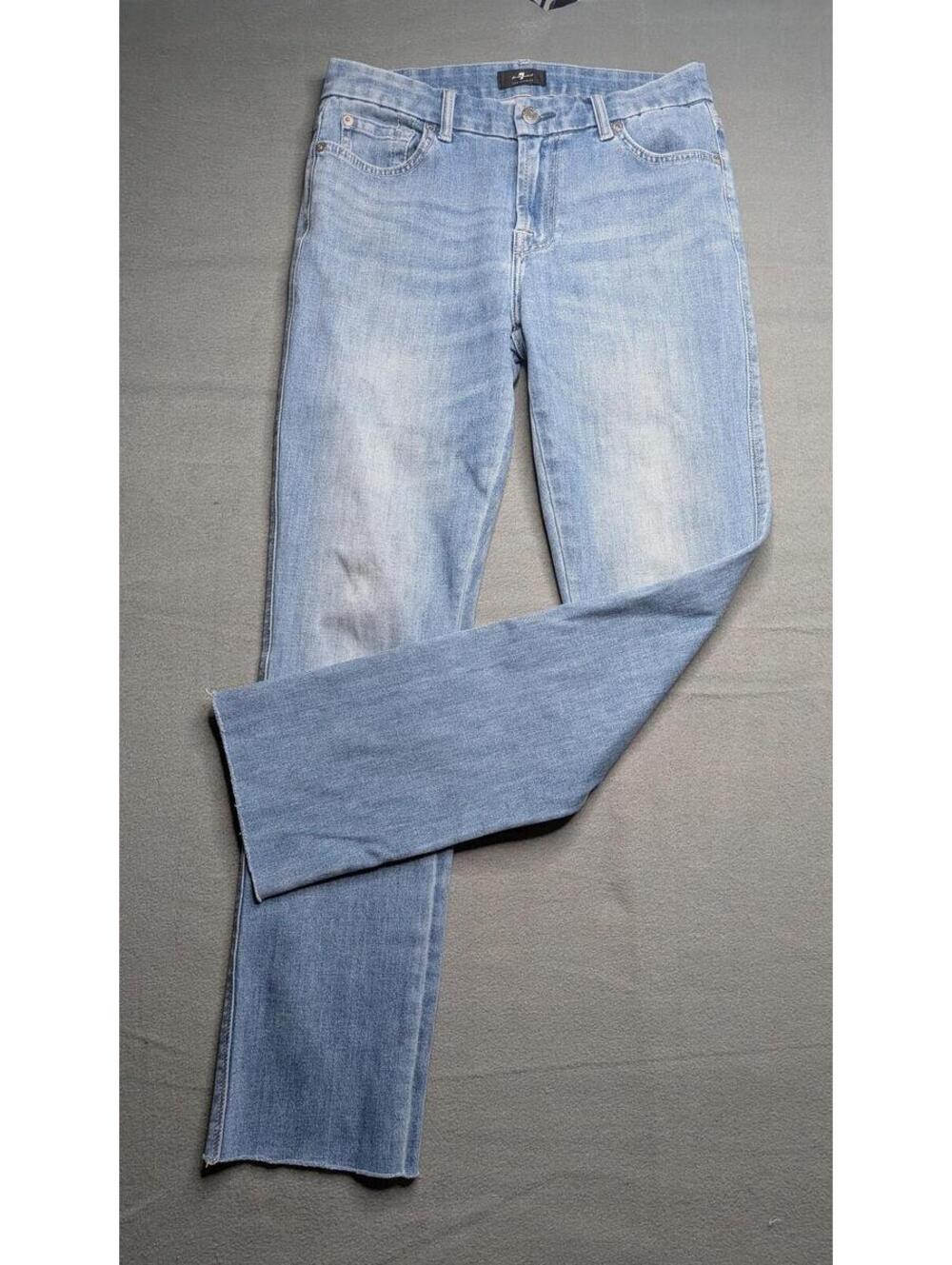 7 For All Mankind Kimmie Straight Jeans Womens 28 Blue Light Wash Stretch Denim